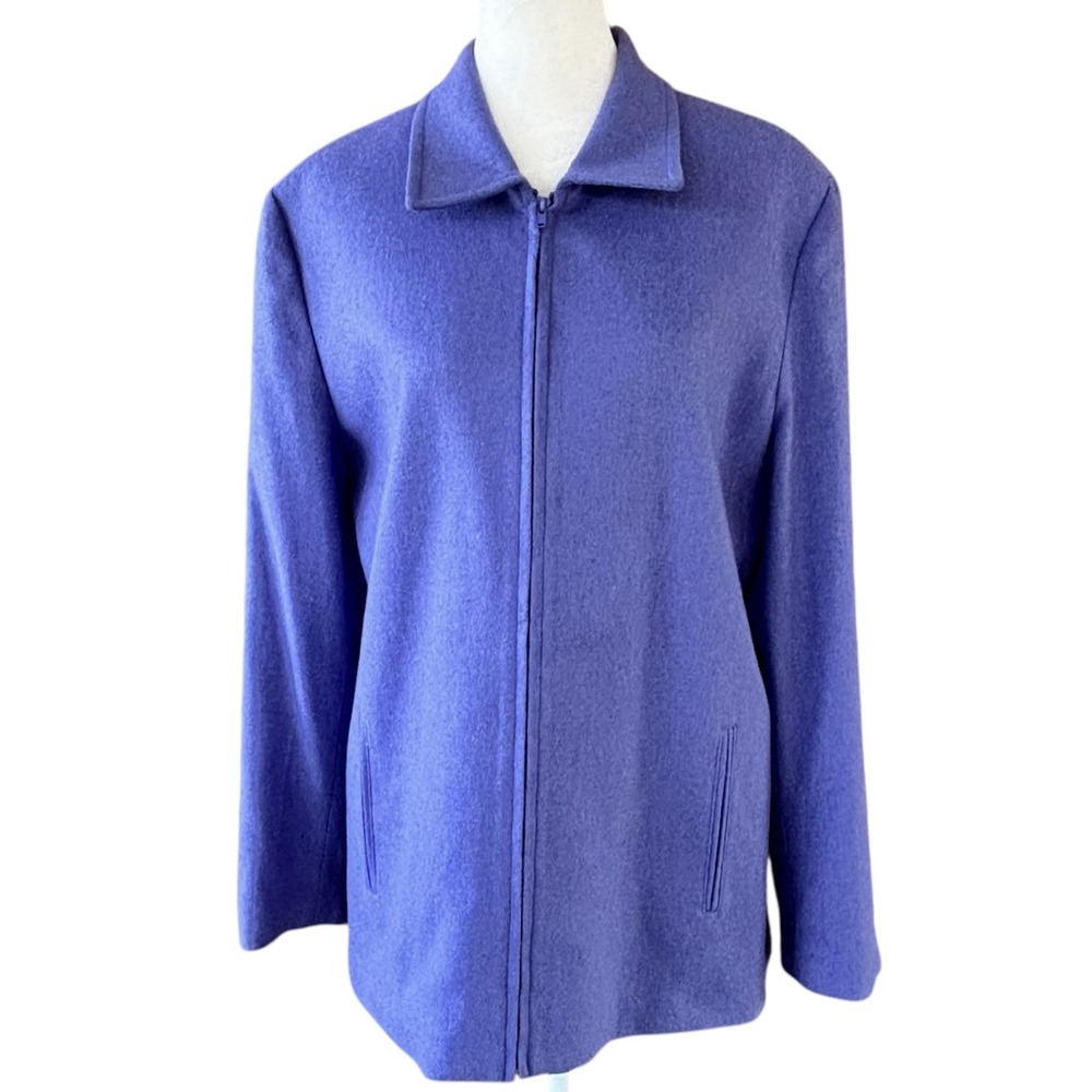 Harris Wallace Jacket Womens‎ 12 Wool Blend Purple Zip Utility Chic Minimalistic